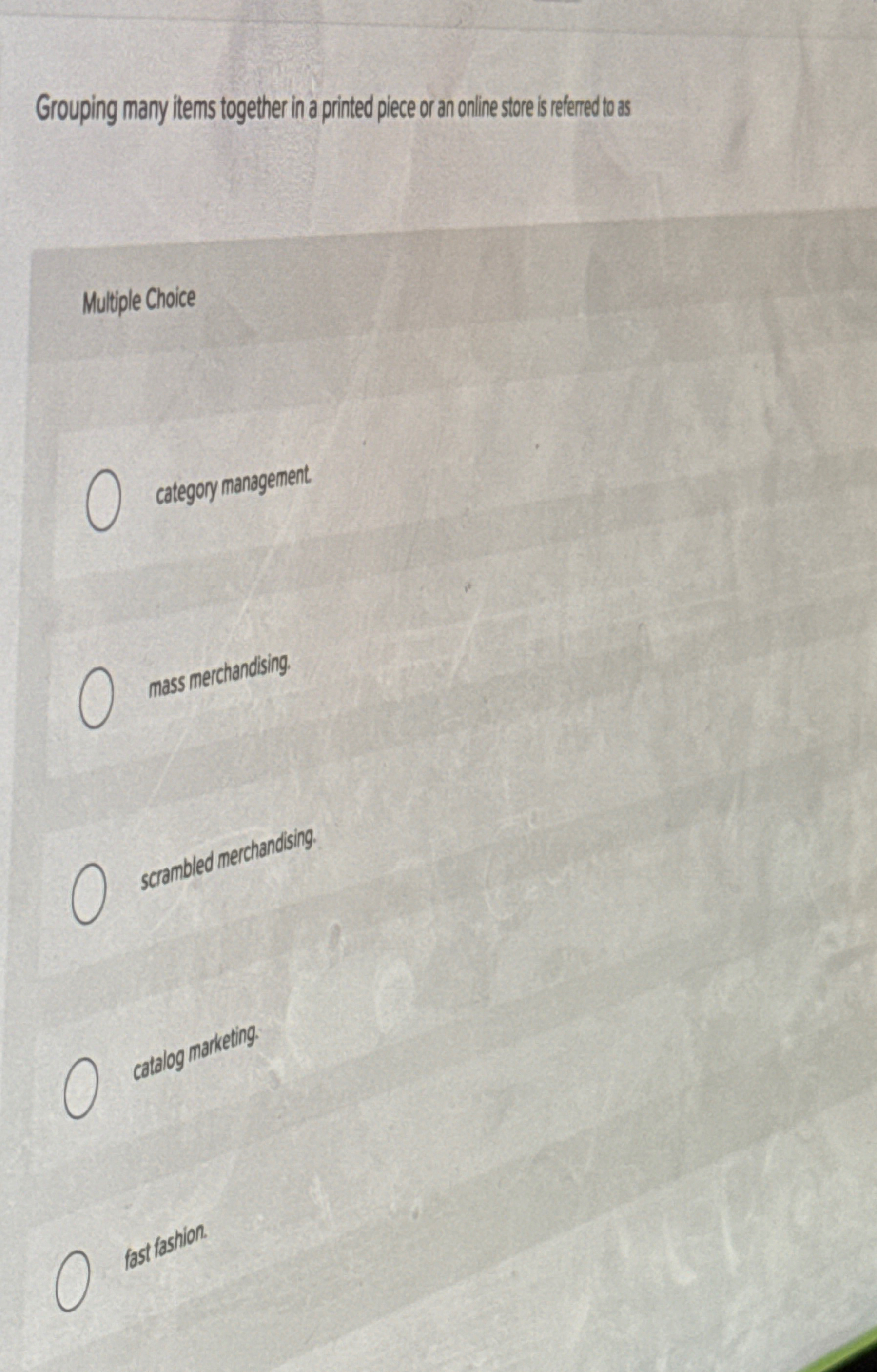 Grouping many items together in a pinted piece or