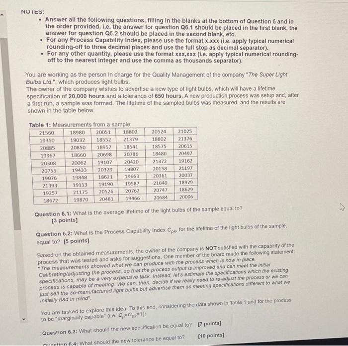 NOTES: Answer all the following questions,