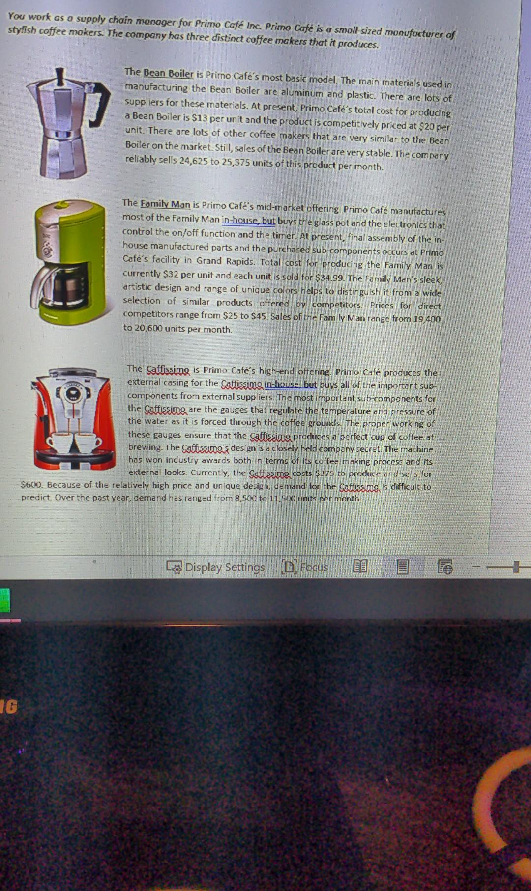 QUESTION #3 - Leaming Curve Primo Caf is thinking