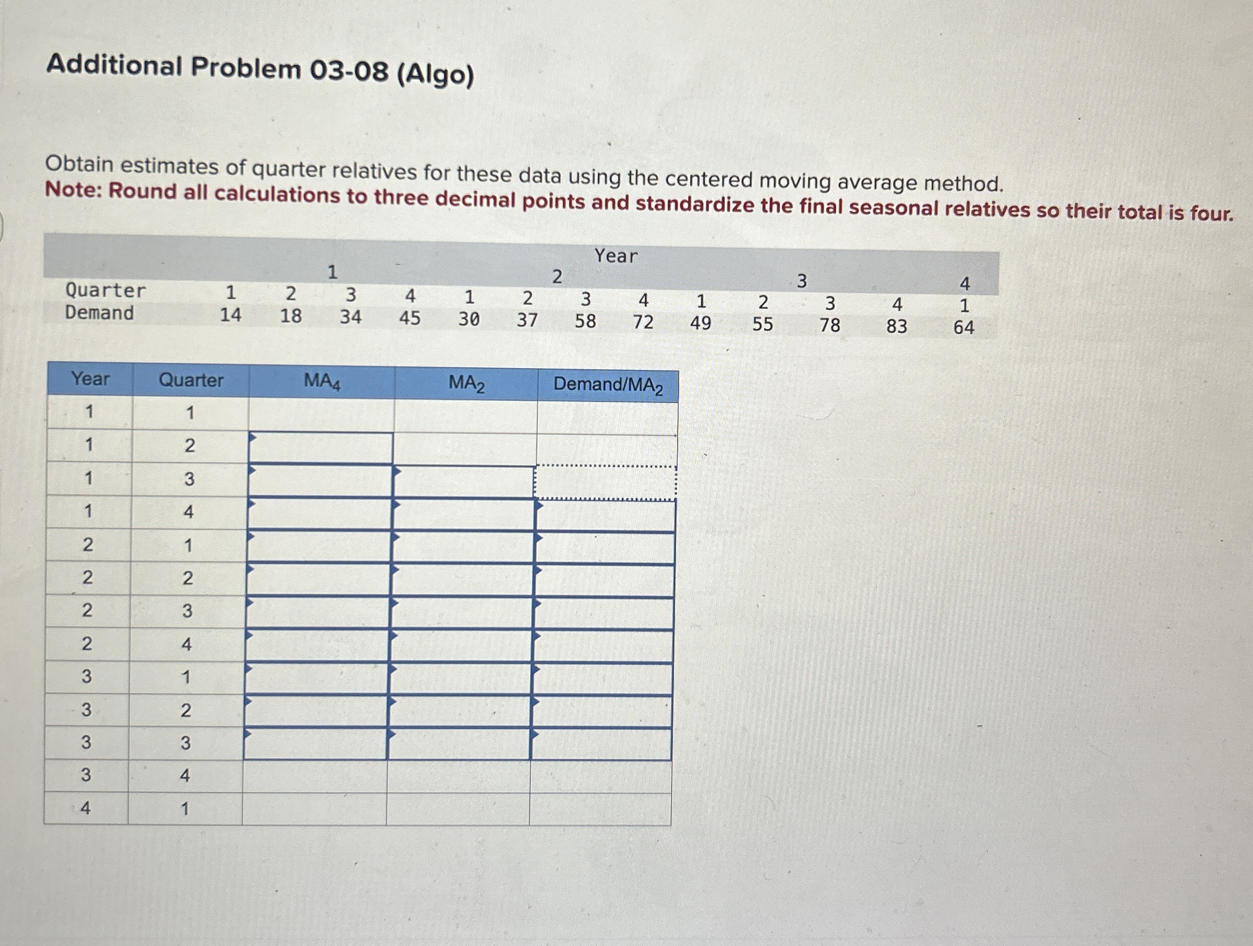 Additional Problem 0 3 - 0 8 ( Algo ) Obtain