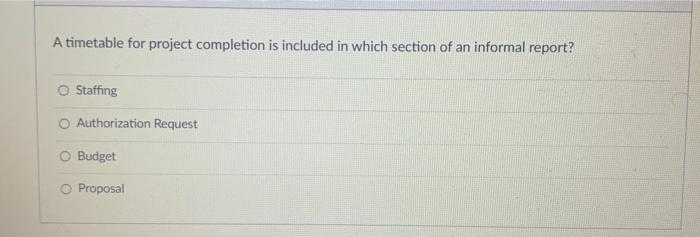 A timetable for project completion is included in