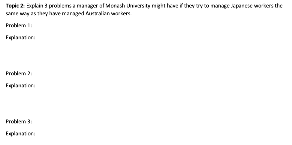 Just give an example on each problem and why it