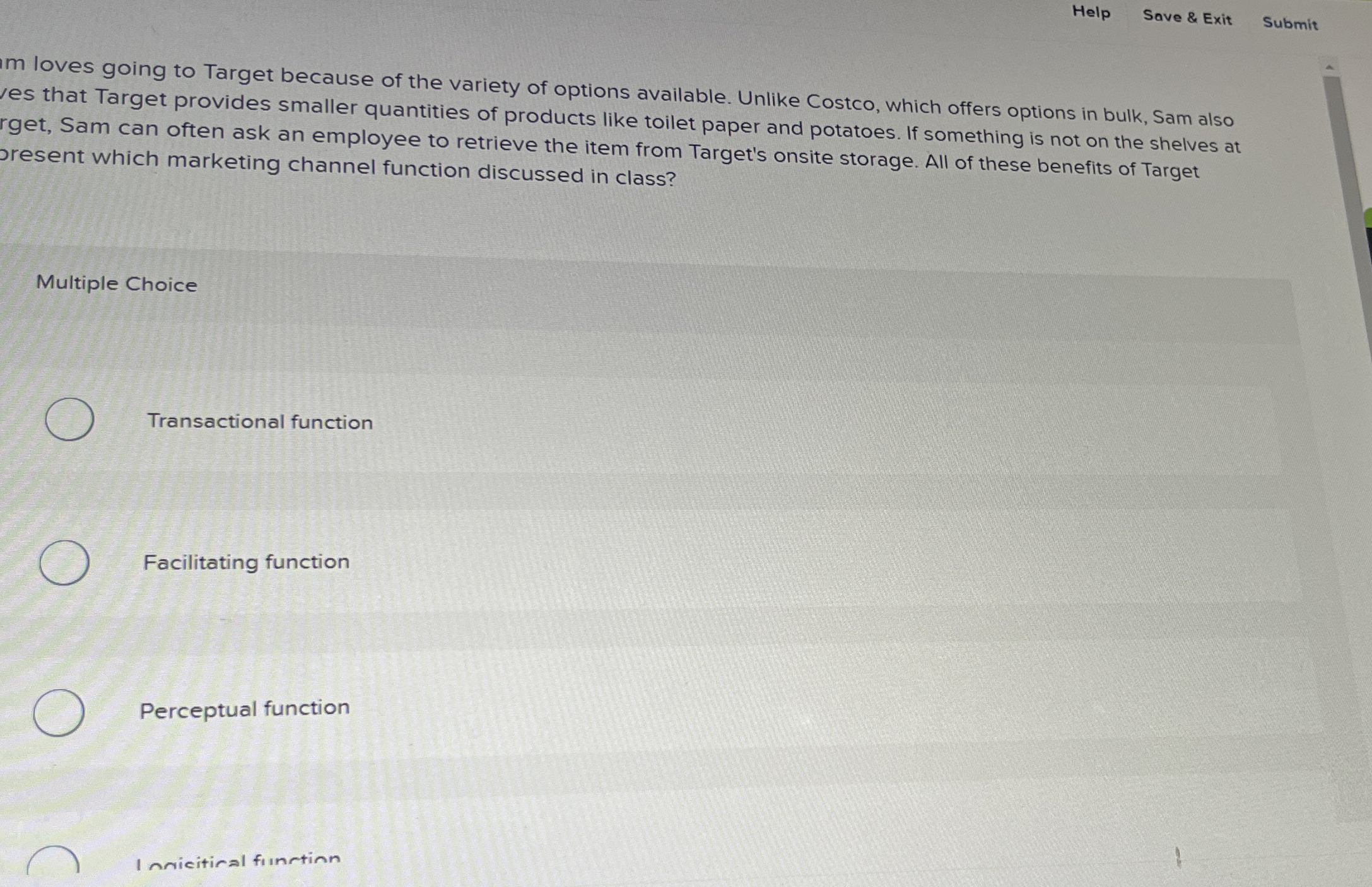 Help Save & Exit Submit Im loves going to Target