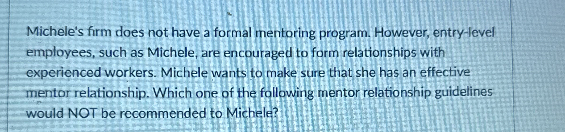 Michele's firm does not have a formal mentoring