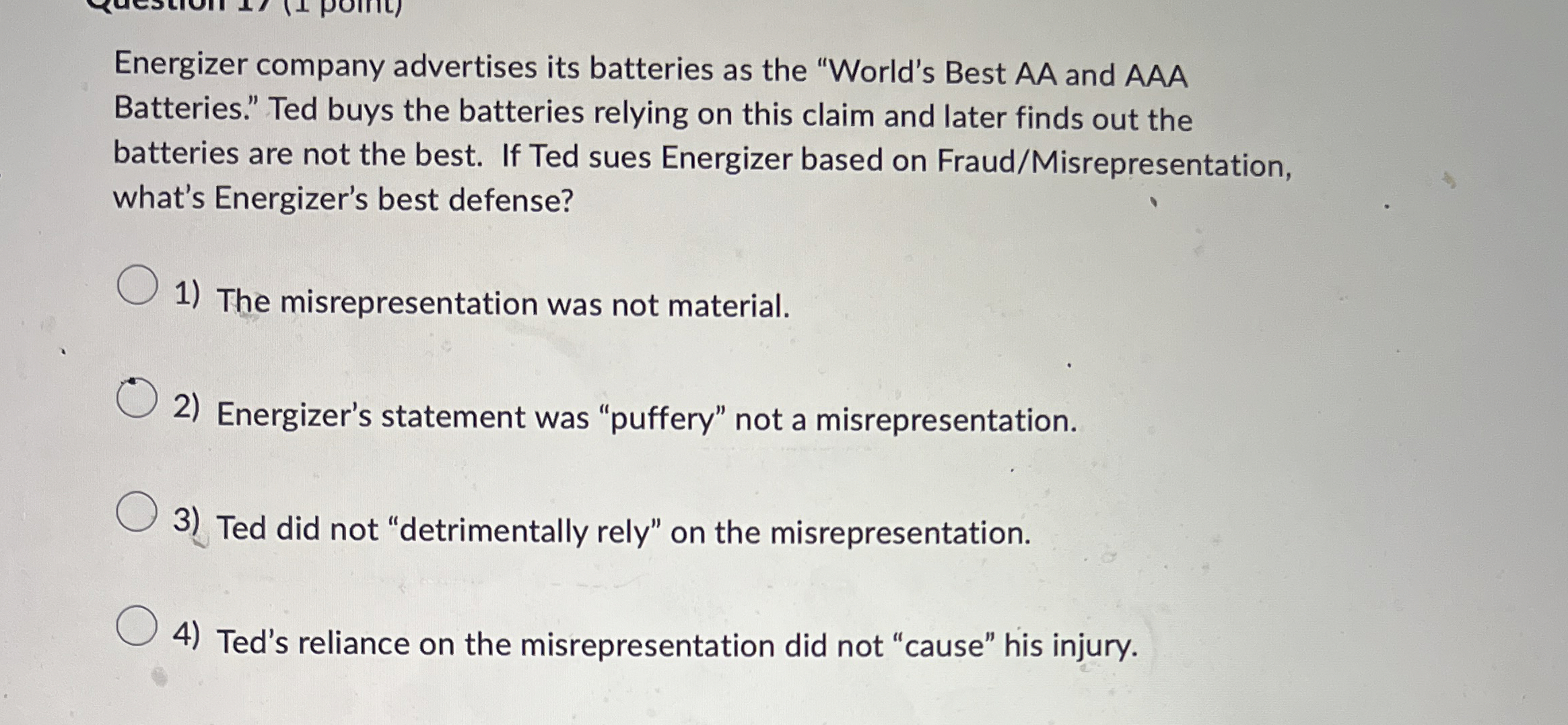 Energizer company advertises its batteries as the