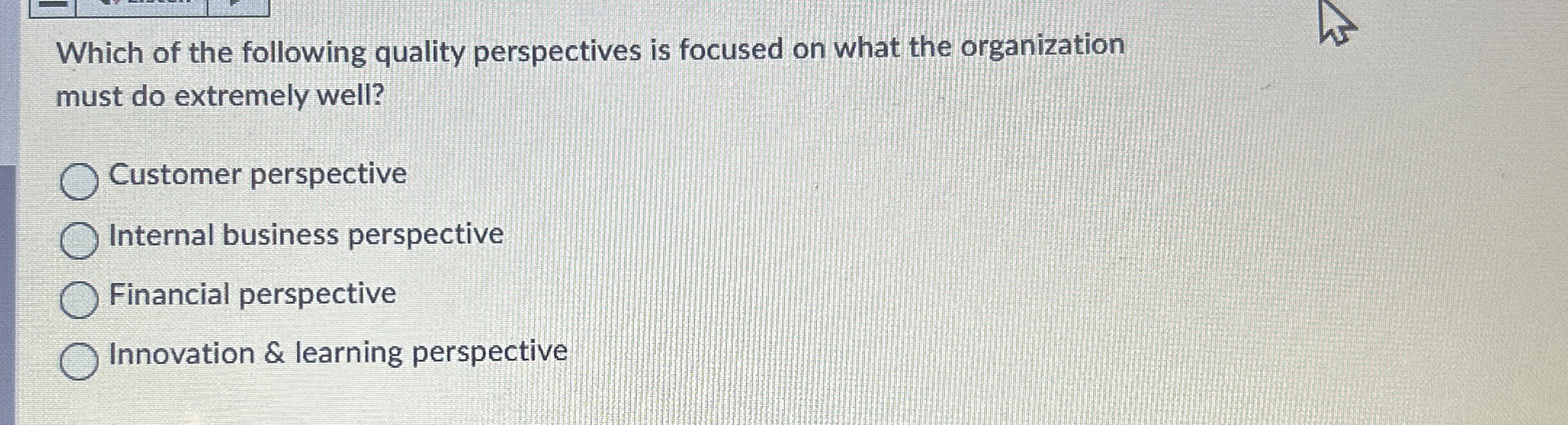 Which of the following quality perspectives is