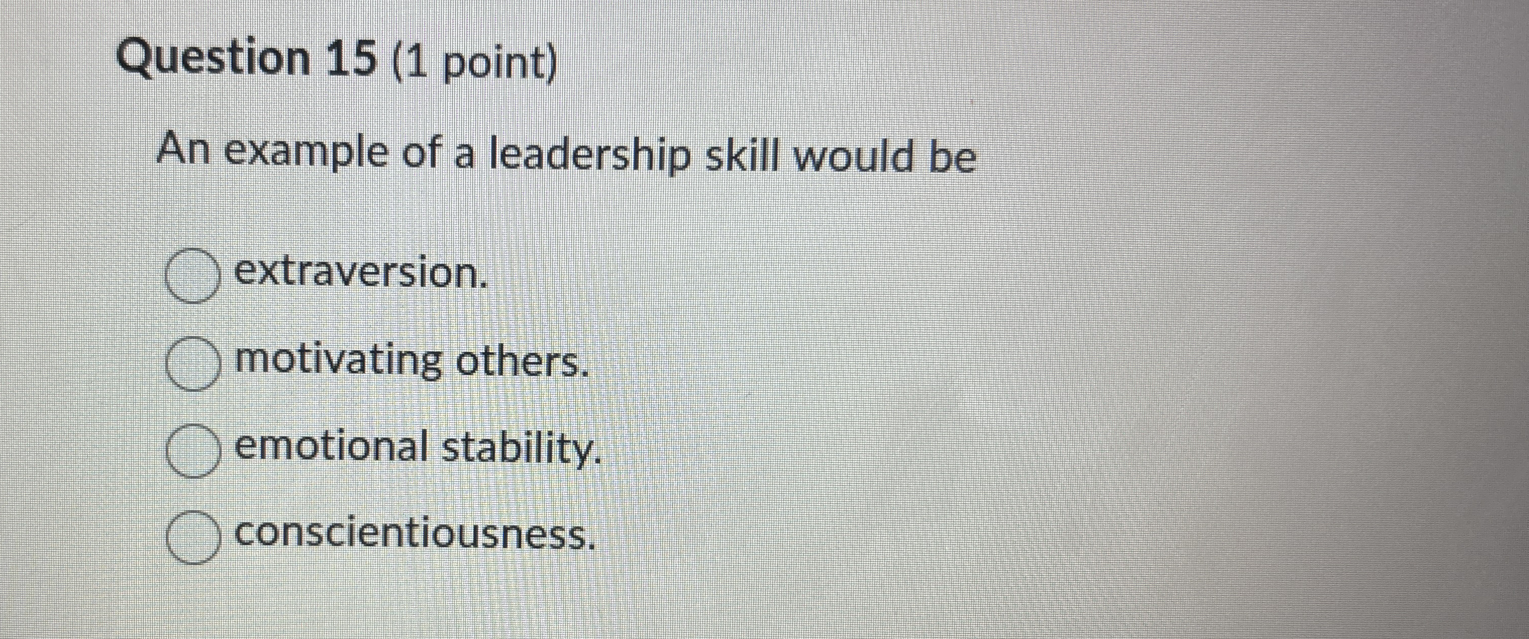 Question 1 5 ( 1 point ) An example of a