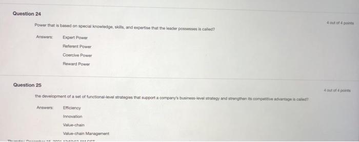 Question 24 Power that is based on special