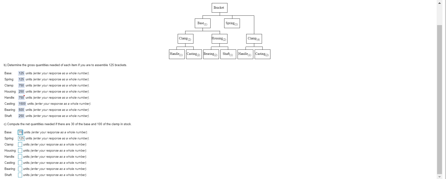 Bracket Base (1) Spring (1) Clamp (2) Housing (2)