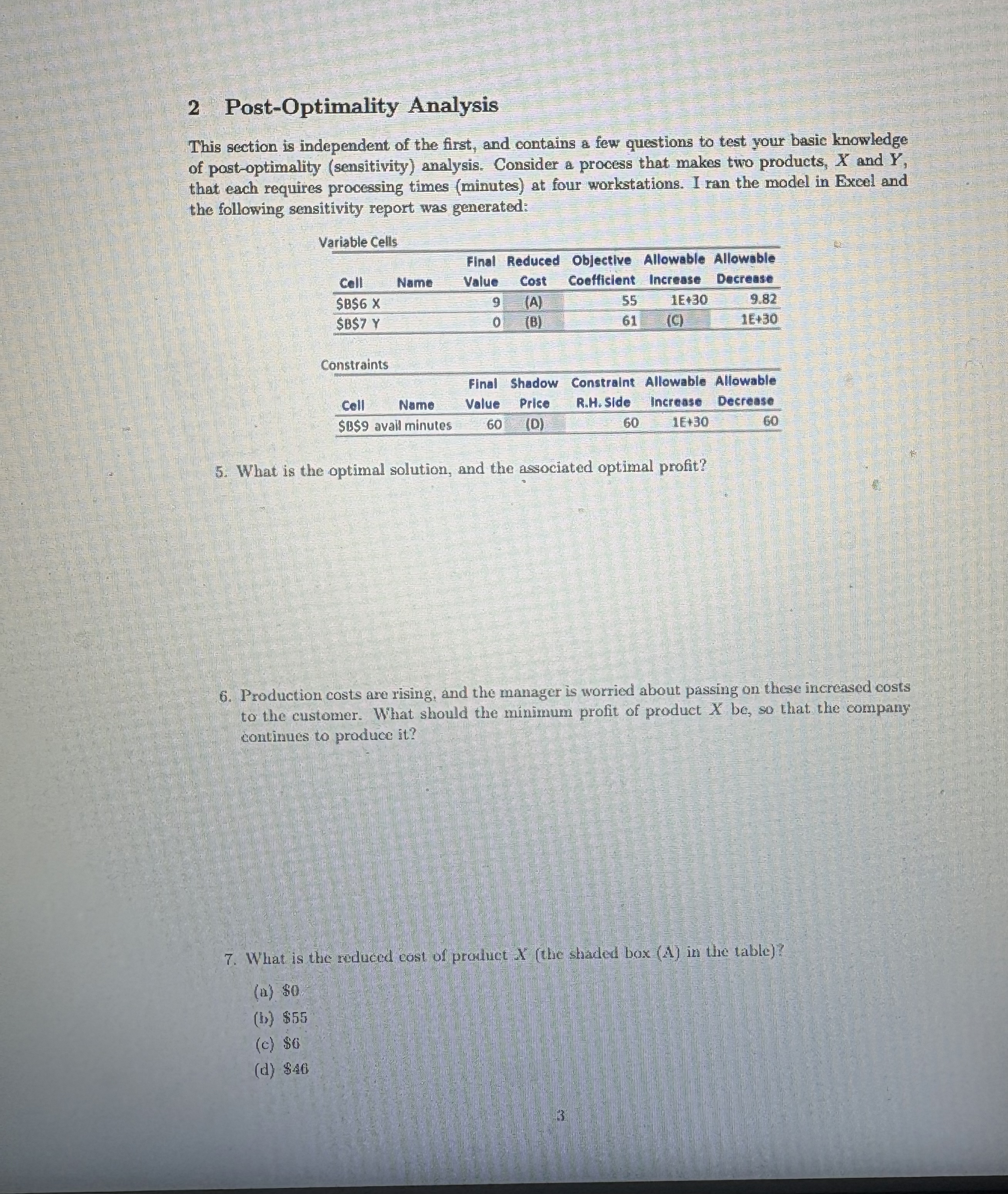 2 Post - Optimality Analysis This section is