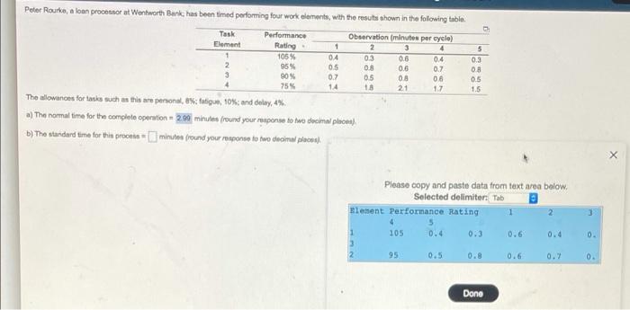 Task Performance 1 3 4 1 Peter Rourke, a loan