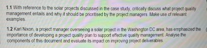 1 . 1 With reference to the solar projects
