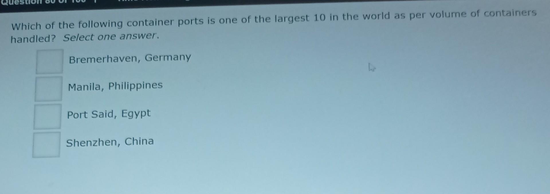 global logistics Which of the following container