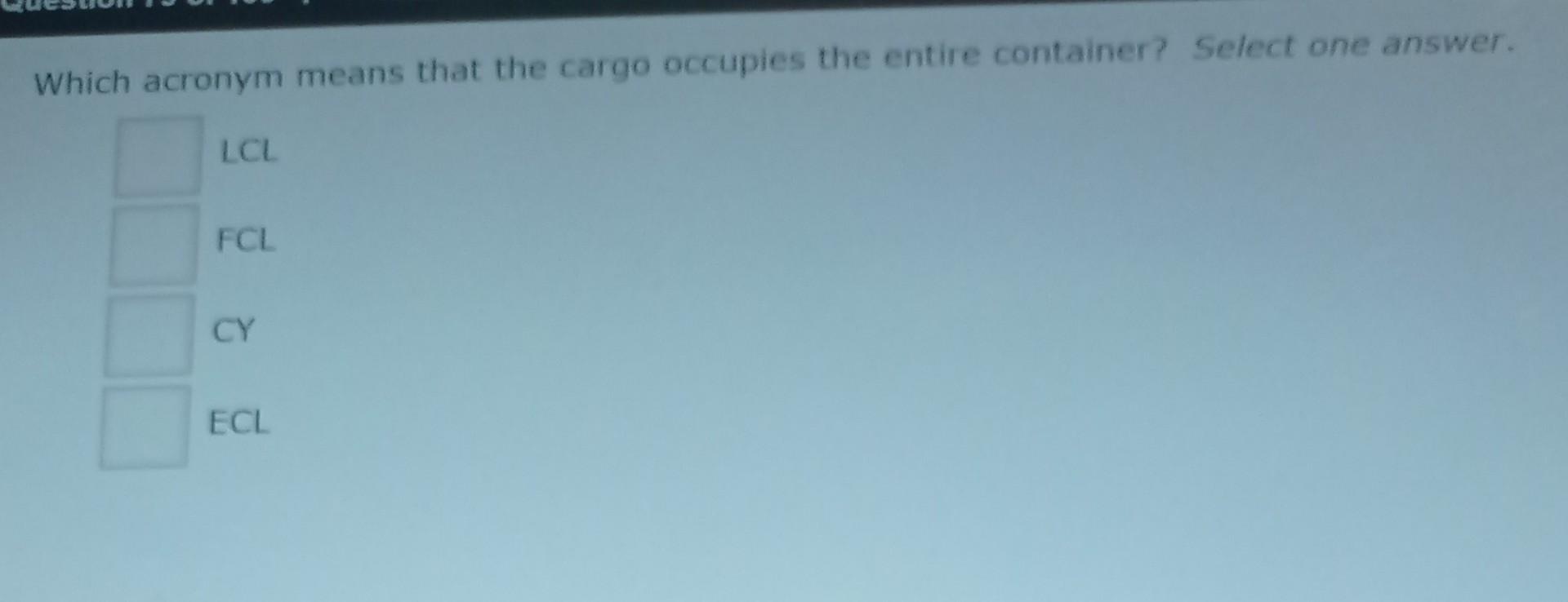 global logistics Which of the following container