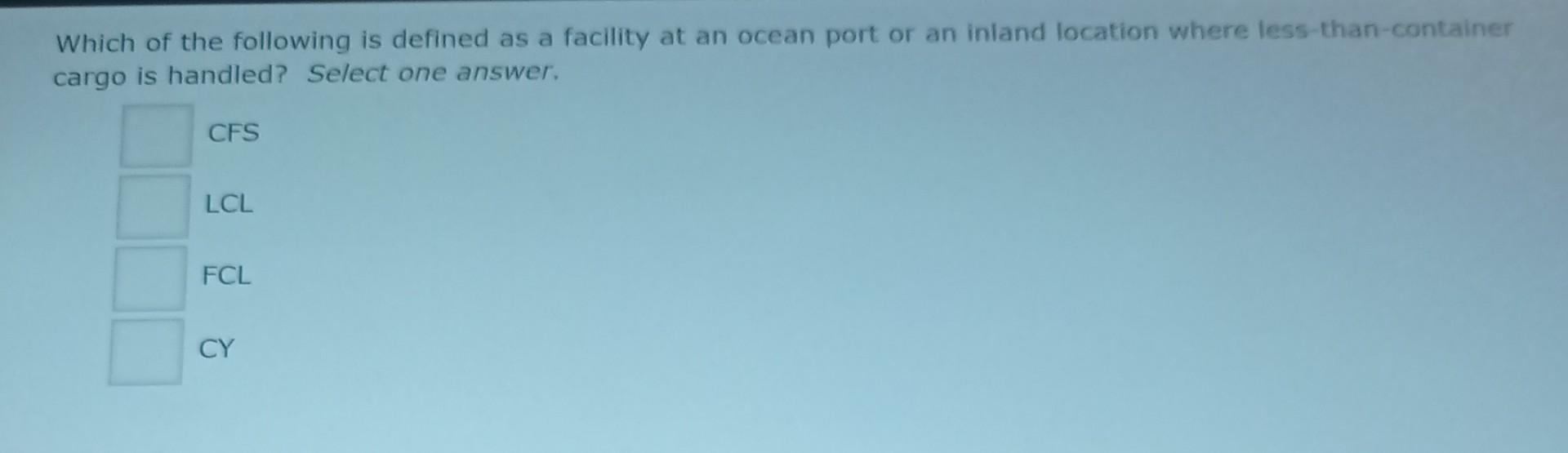 global logistics Which of the following container