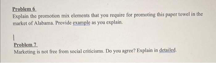 PLEASE ANSWER ASAP! Problem 6 Explain the