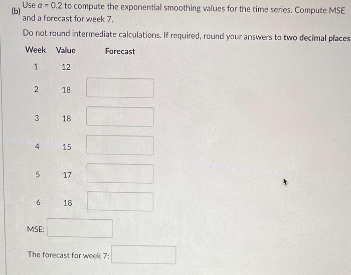 Consider the following time series data. Week 1 2