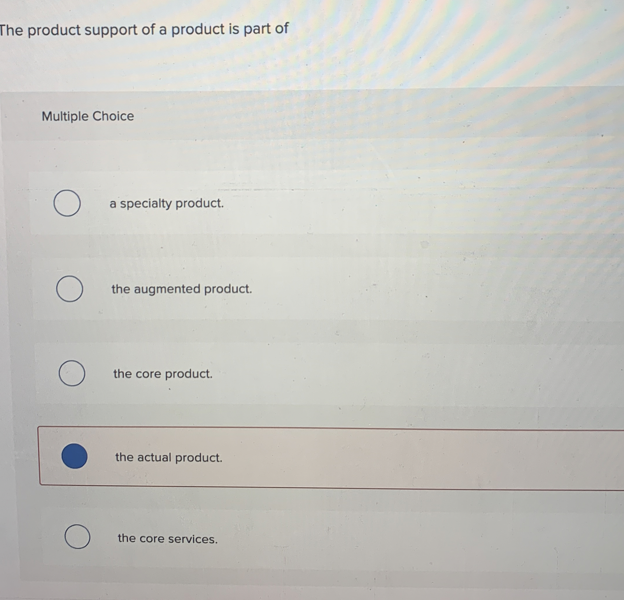 The product support of a product is part of