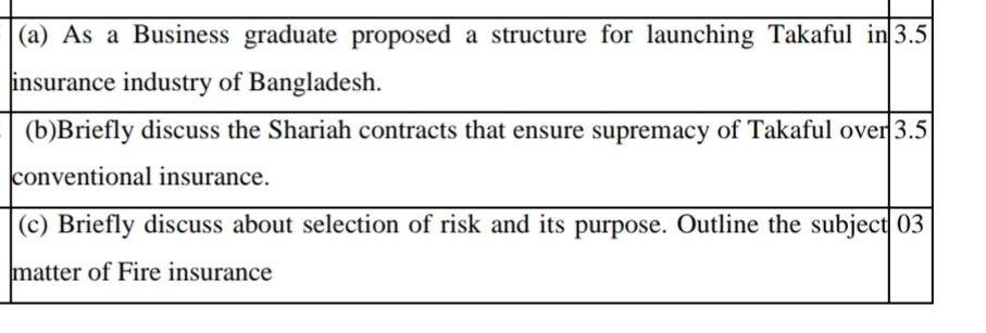 (a) As a Business graduate proposed a structure