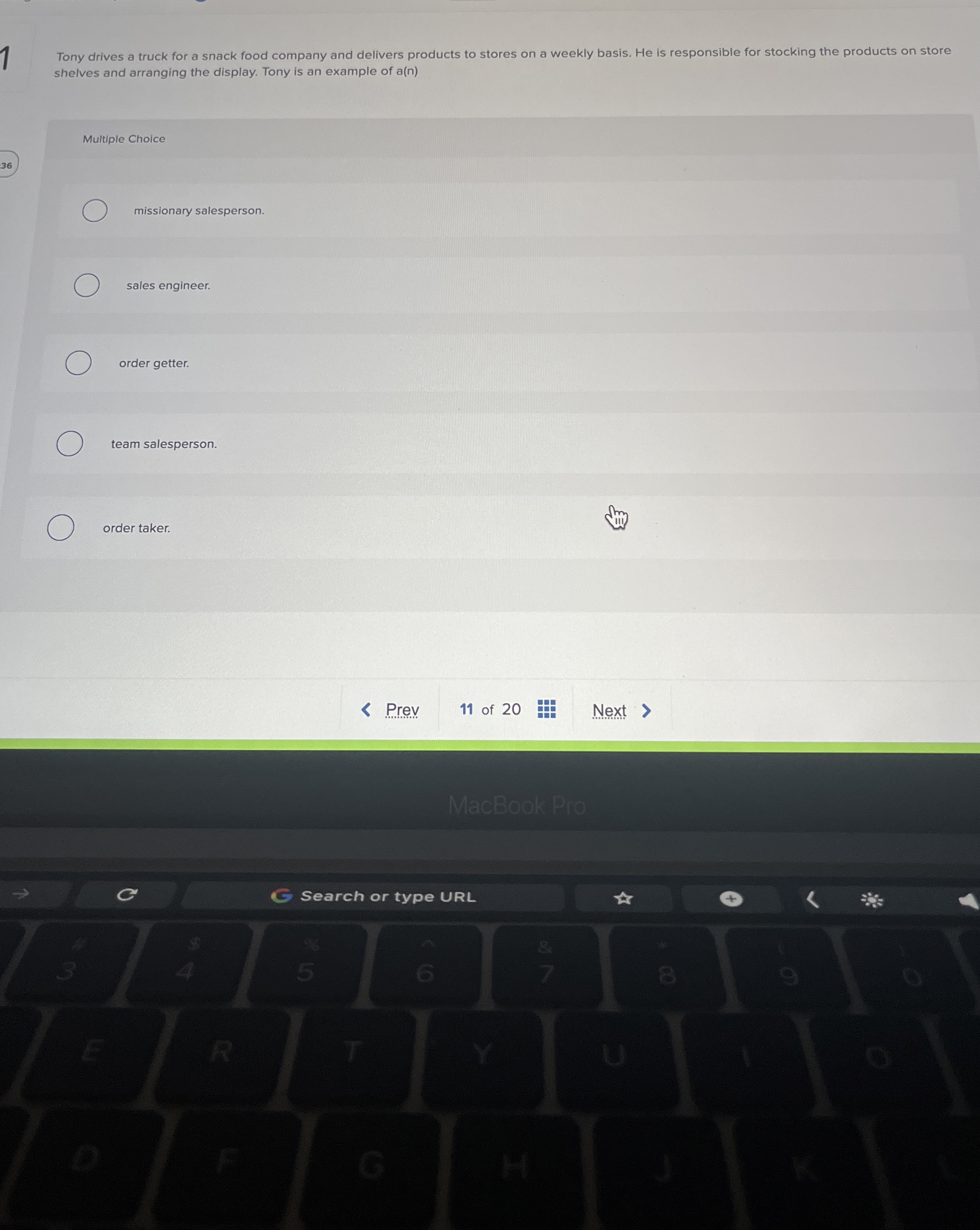 1 Tony drives a truck for a snack food company