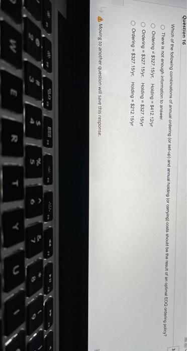 Question 16 Which of the following combinations