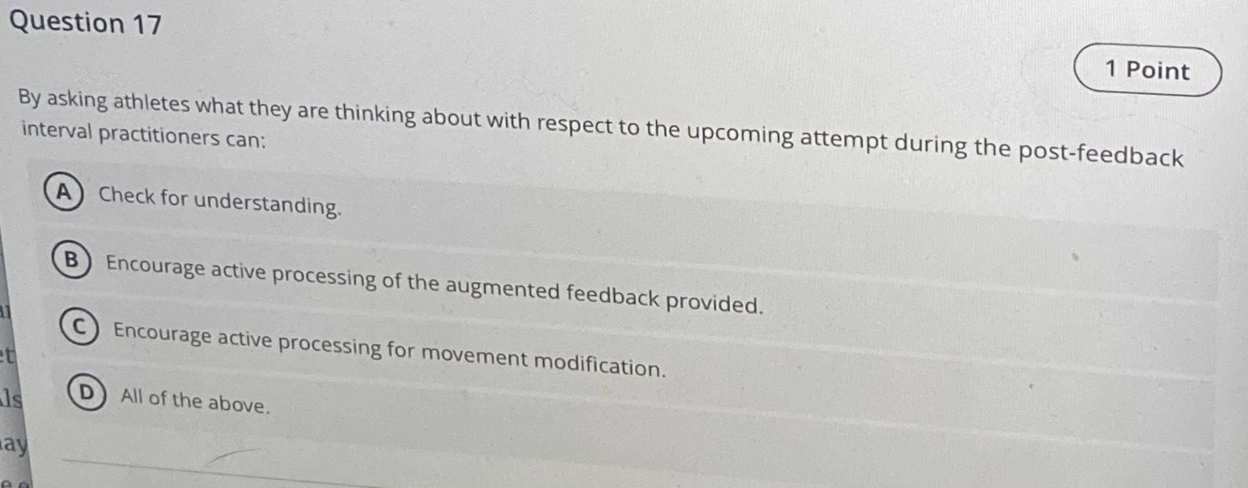 Question 1 7 By asking athletes what they are