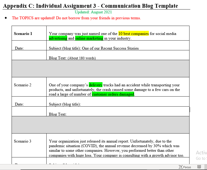 Appendix C: Individual Assignment 3 -