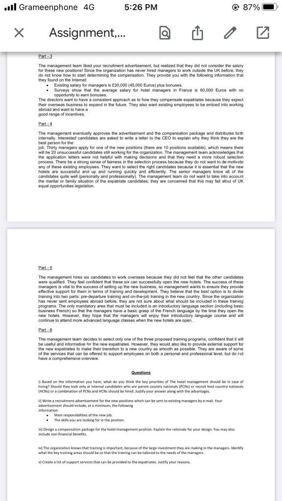 ul Grameenphone 4G 5:25 PM 87% Assignment,... lo