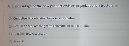 A disadvantage of the new product division