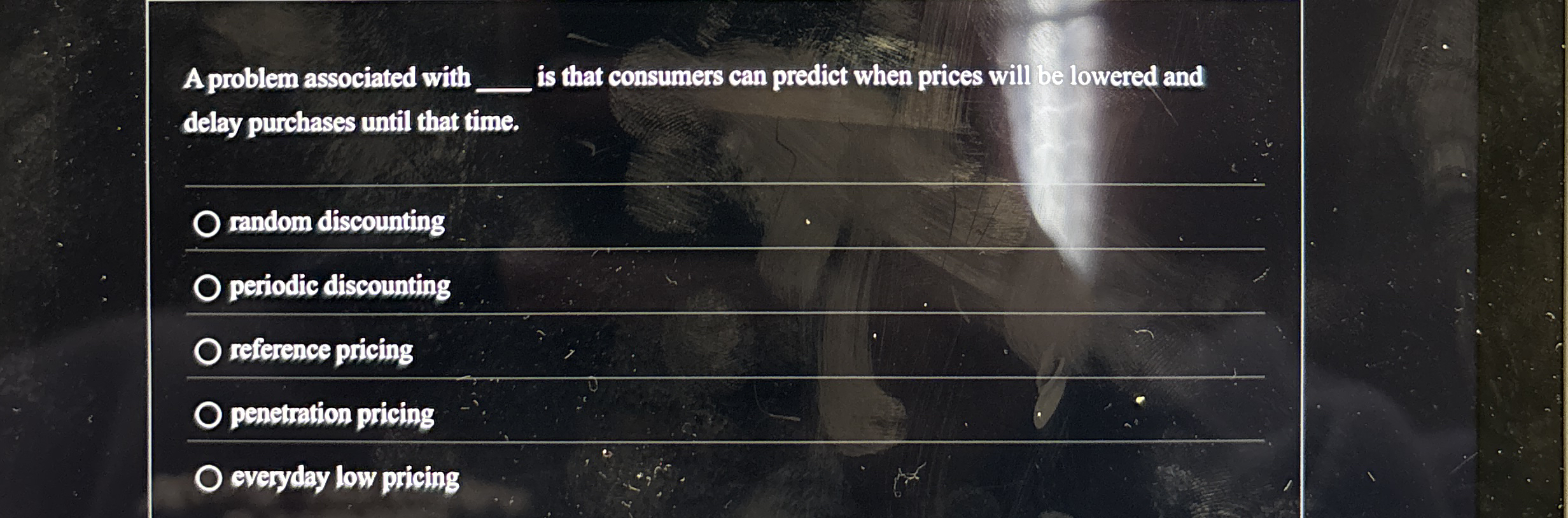 A problem associated with q , is that consumers