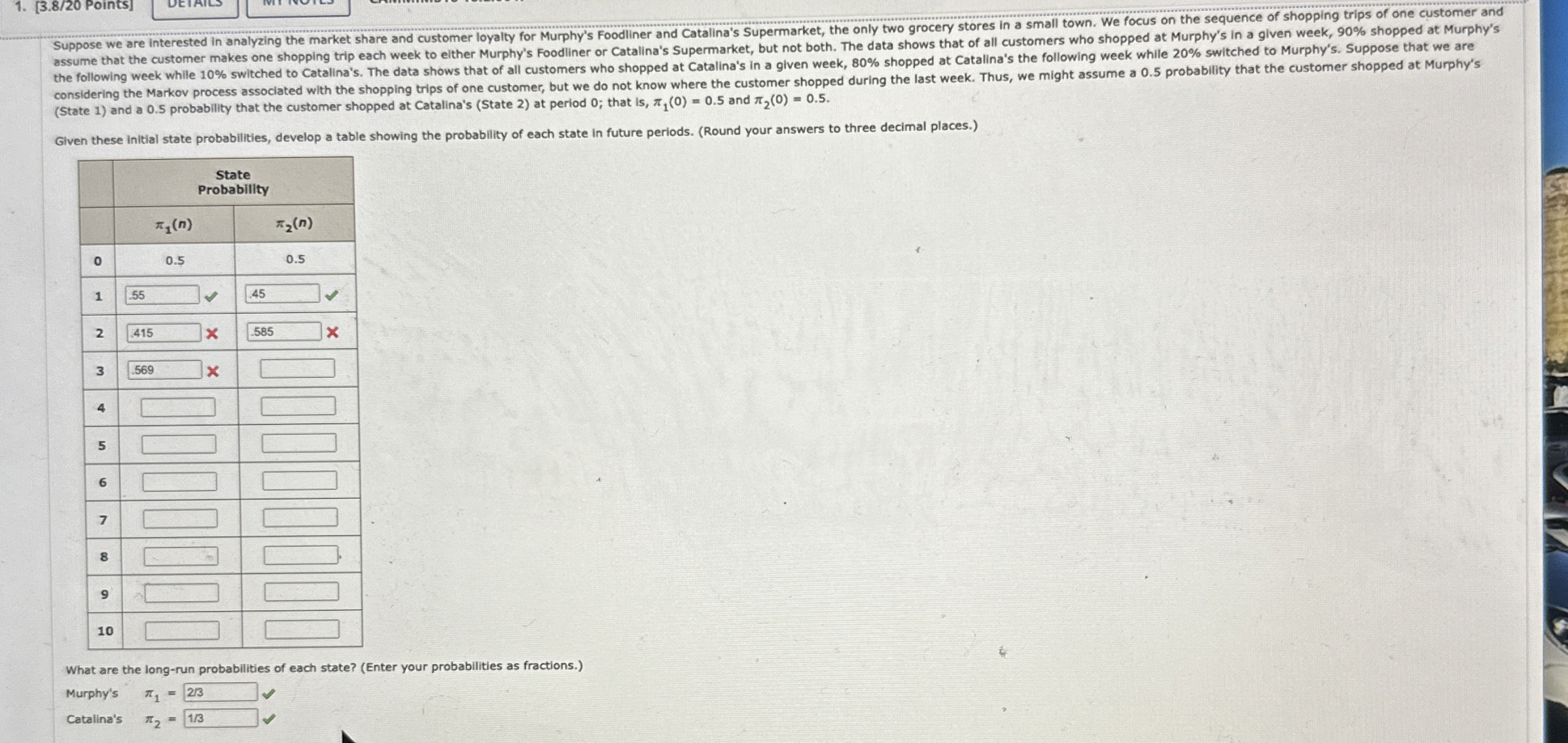 [ 3 . 8 / 2 0 Points ] DEIAILS ( State 1 ) and a