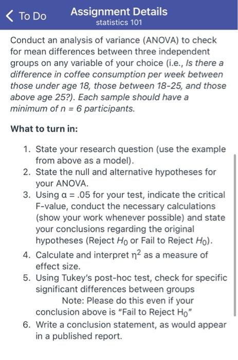 please help need by tommorow! To Do Assignment