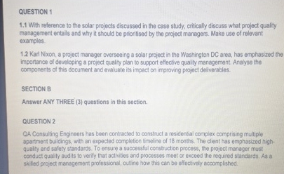 QUESTION 1 1 . 1 Whith reference to the solar