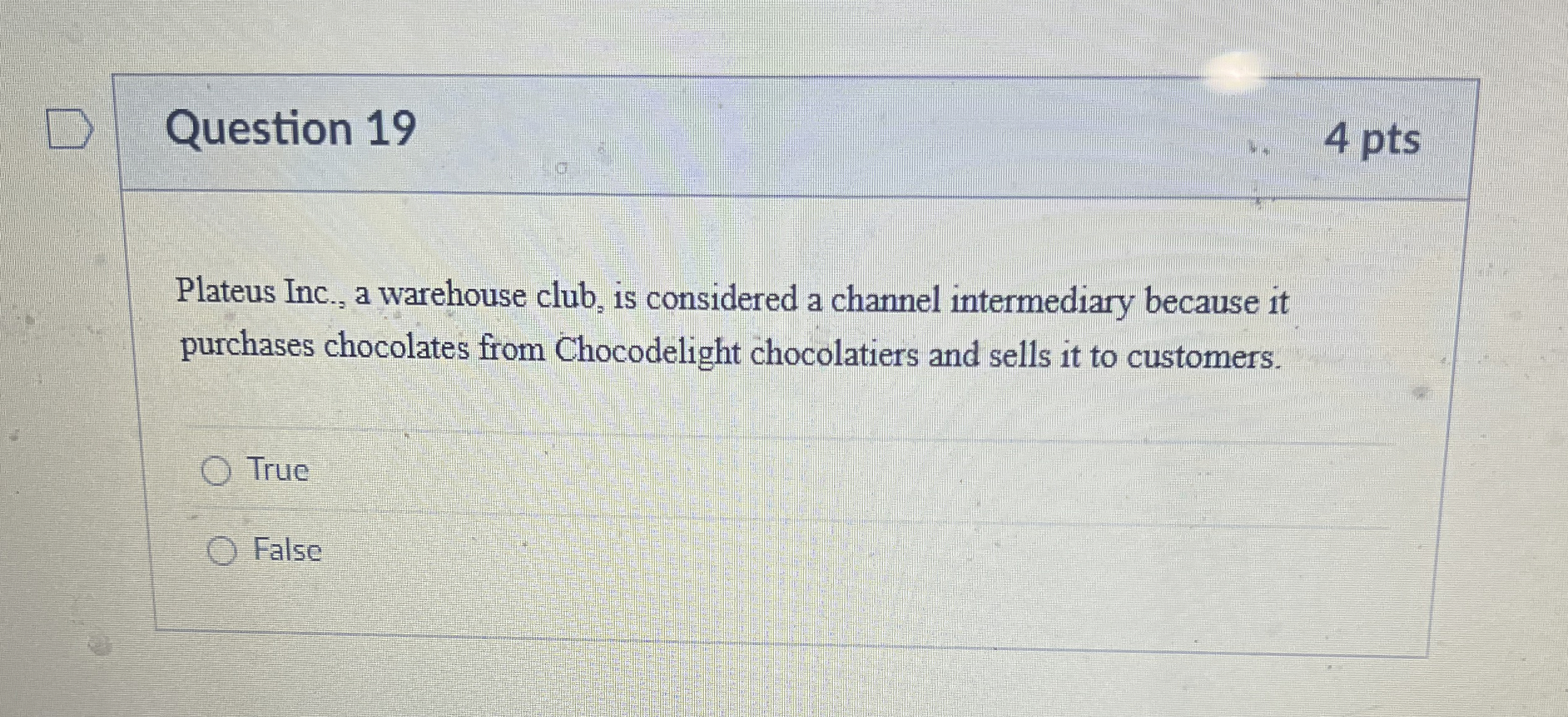Question 1 9 4 pts Plateus Inc., a warehouse
