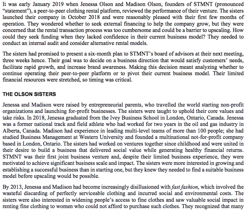 Which option (A, B or C) should the olson sisters