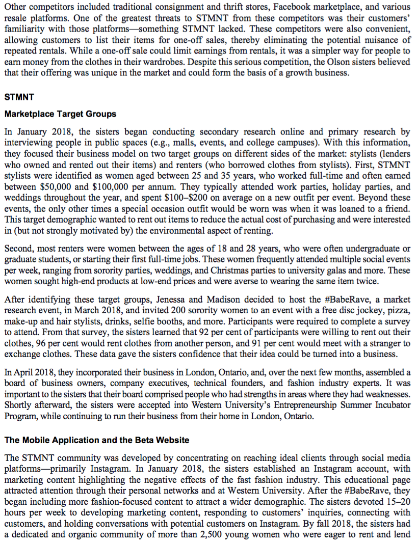 Which option (A, B or C) should the olson sisters