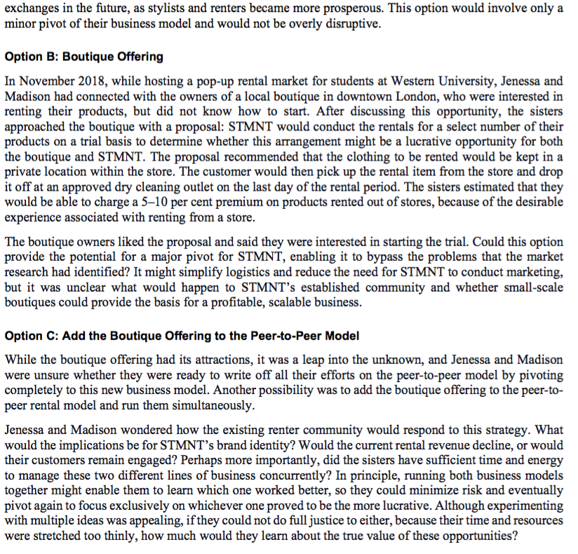 Which option (A, B or C) should the olson sisters