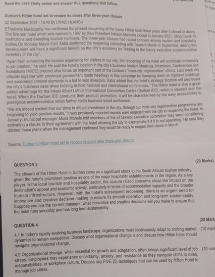 Read the case study below and answer ALL