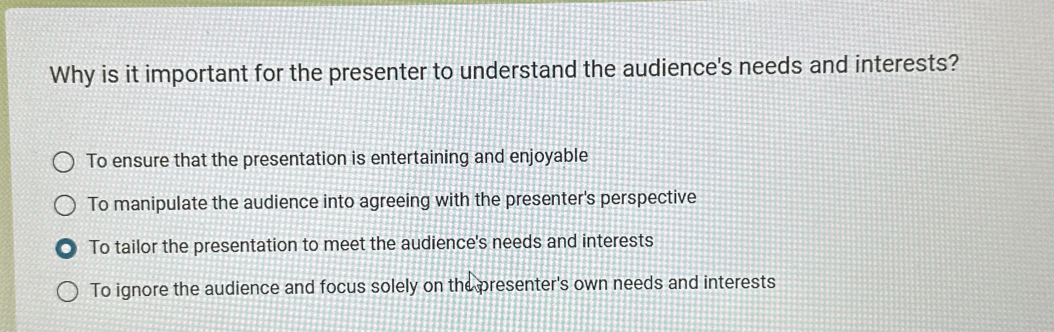 Why is it important for the presenter to