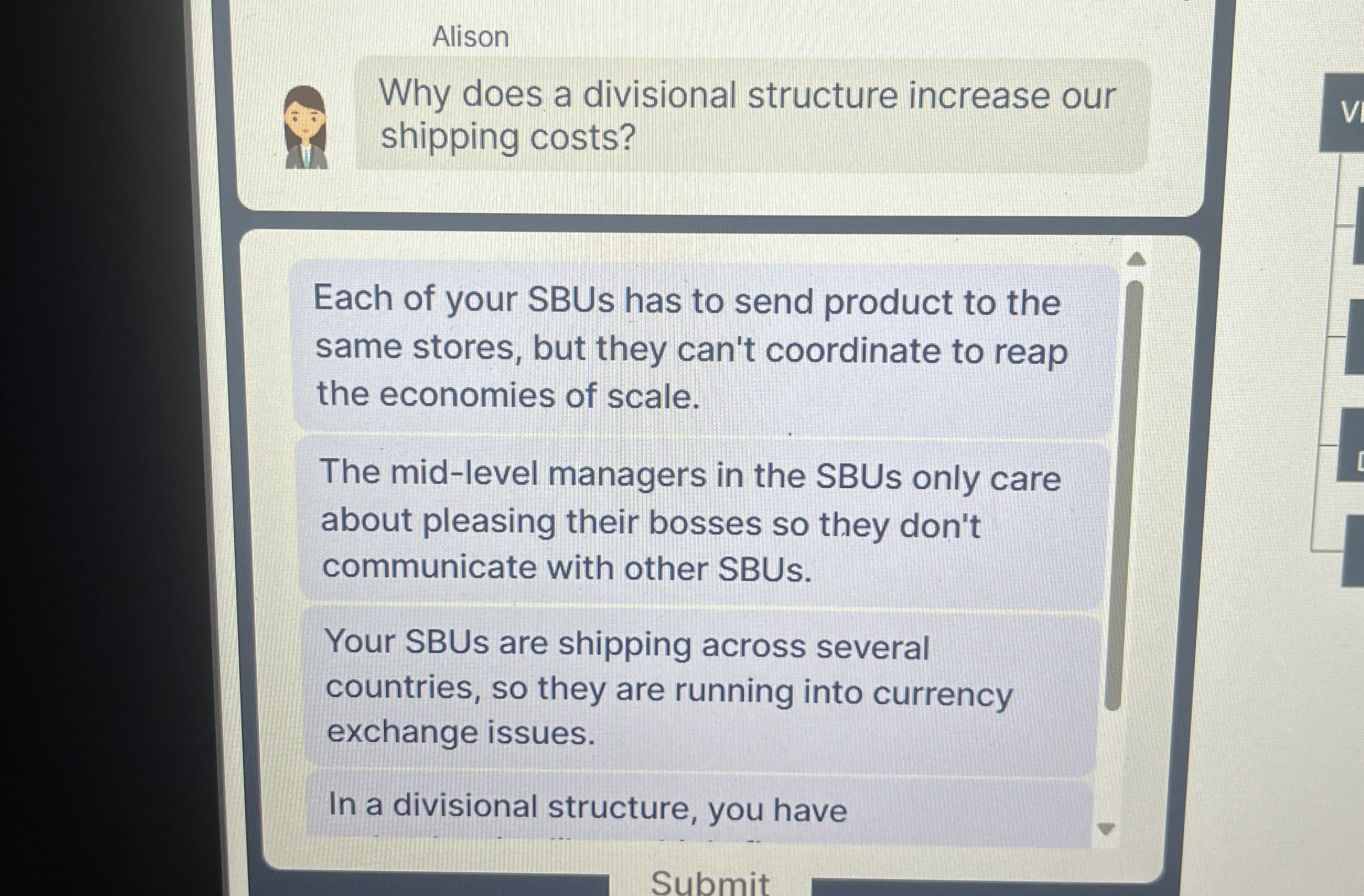 Alison Why does a divisional structure increase