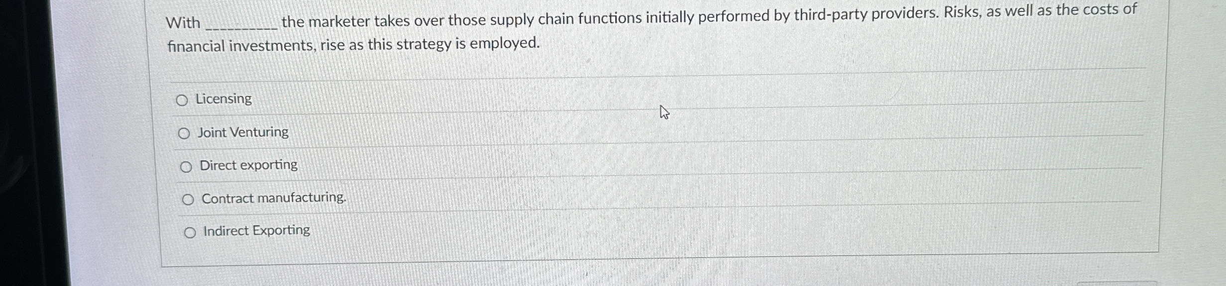 With the marketer takes over those supply chain