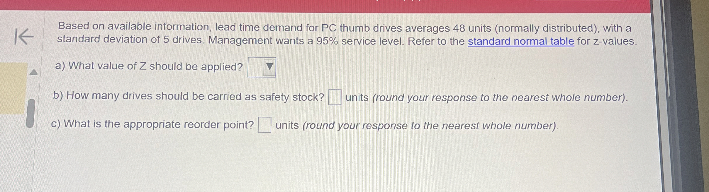 Based on available information, lead time demand