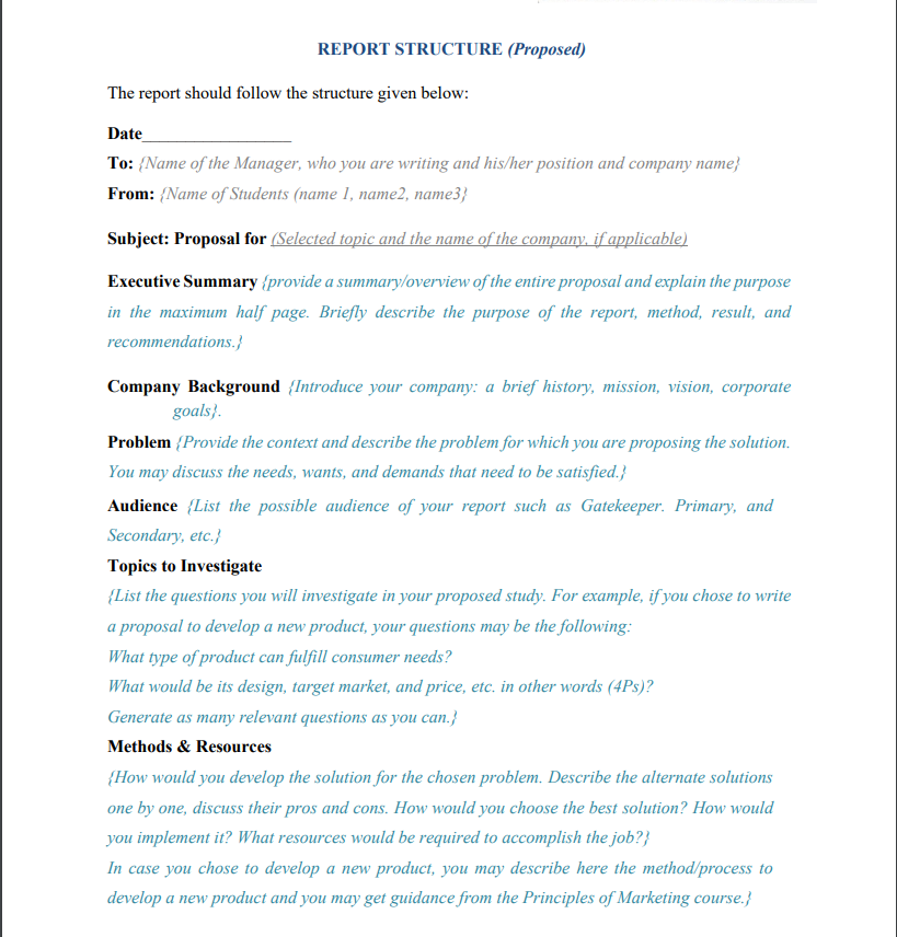 A proposal to: 1. Develop a new product for a