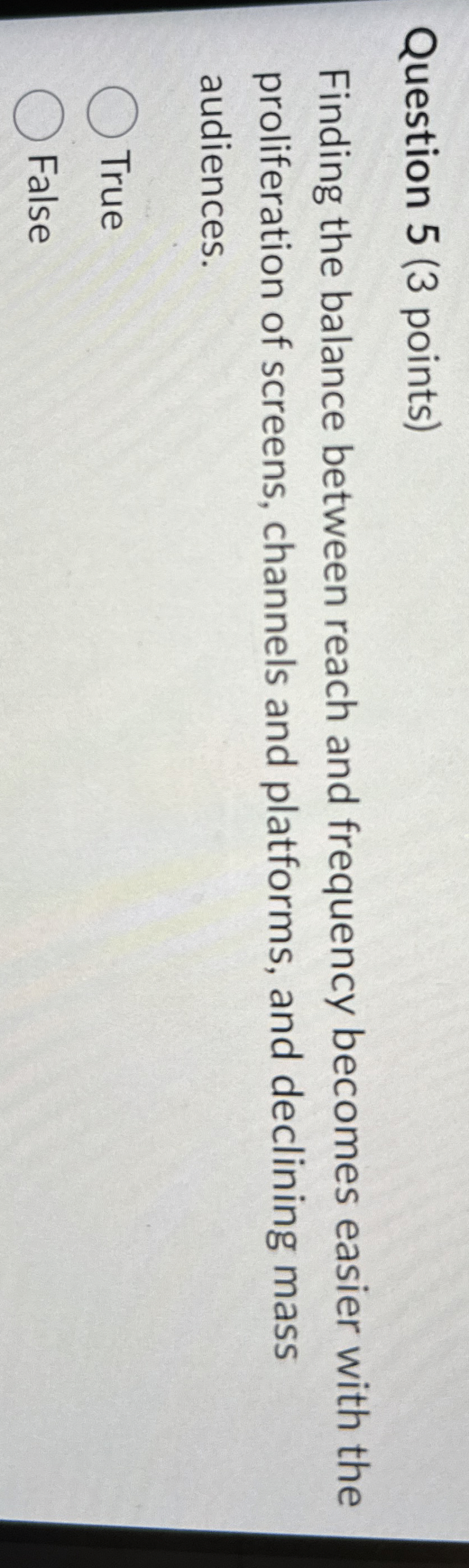 Question 5 ( 3 points ) Finding the balance