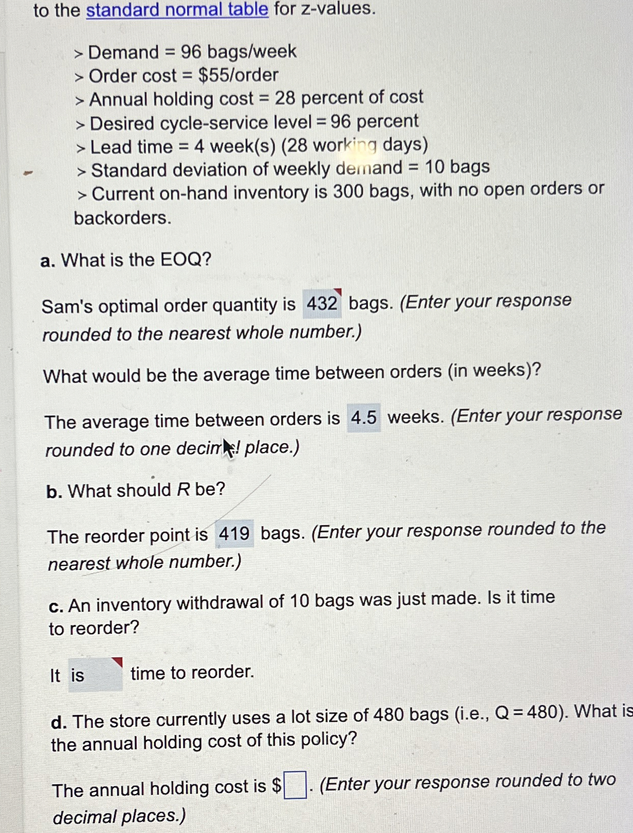 to the standard normal table for z - values. >