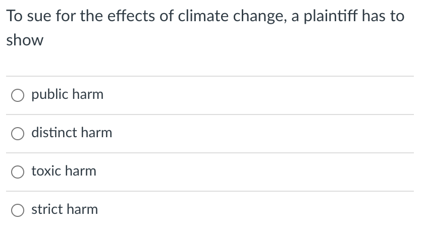 To sue for the effects of climate change, a