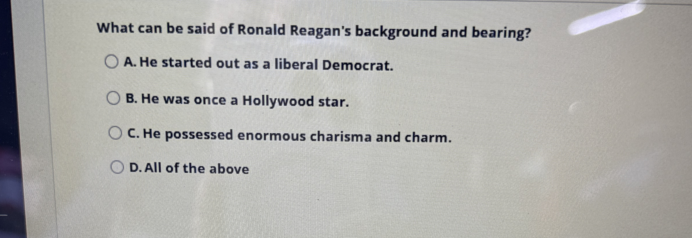 What can be said of Ronald Reagan's background