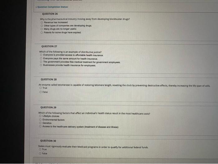 Question Completion Status QUESTION 26 Why is the