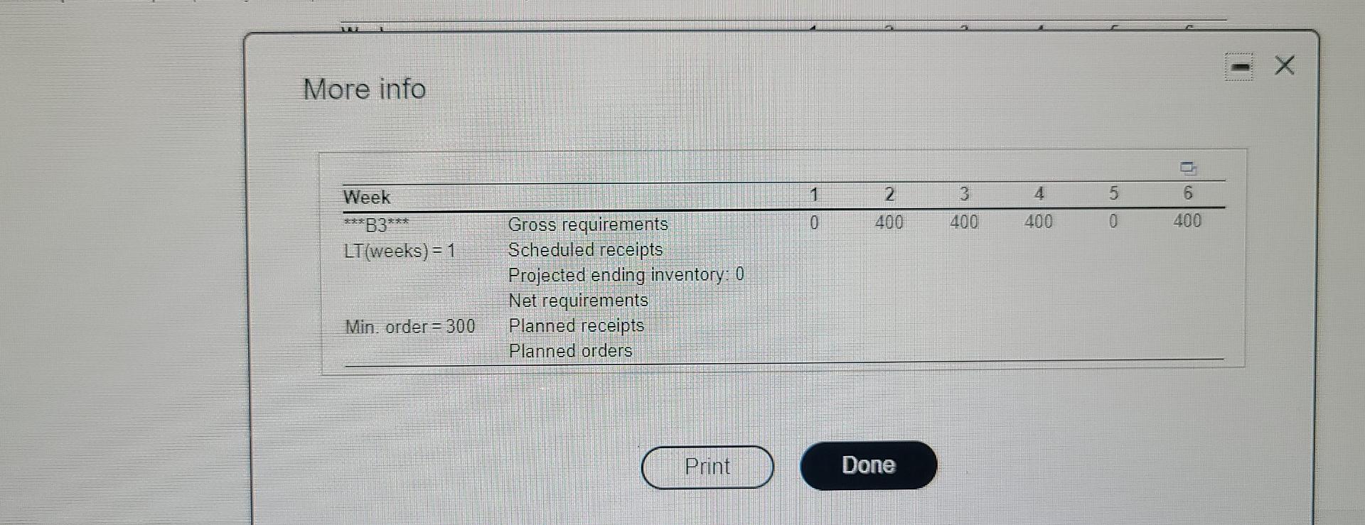Complete the following MRP record. Note that the