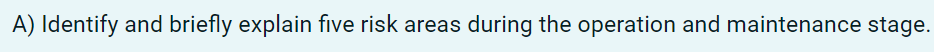 A) Identify and briefly explain five risk areas
